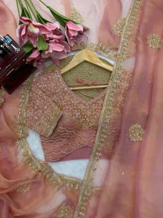 Heavy Beads work Baby Pink Colour Saree