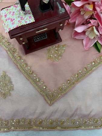Heavy Beads work Baby Pink Colour Saree