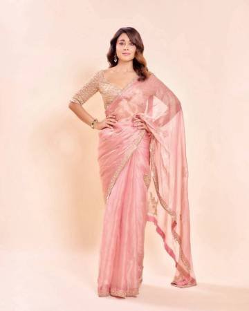 Heavy Beads work Baby Pink Colour Saree