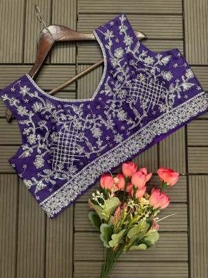 Heavy Chinon Silk Purple Embroidery Cording ready to wear Saree