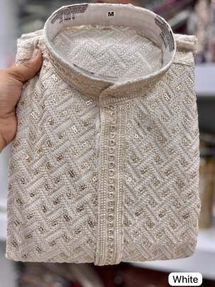 Heavy Collection Embroidery Work White Kurta Pyjama
