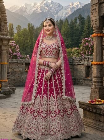 Heavy Embroidered Pink Bridal Lehenga Choli for Women