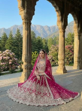 Heavy Embroidered Pink Bridal Lehenga Choli for Women