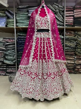 Heavy Embroidered Pink Bridal Lehenga Choli for Women