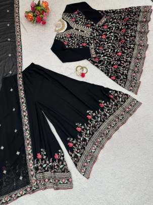 Heavy Embroidered Readymade Georgette Palazo Suits