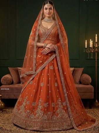 Heavy Embroidered Work Silk Lehenga for Wedding