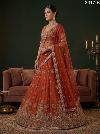 Heavy Embroidered Work Silk Lehenga for Wedding