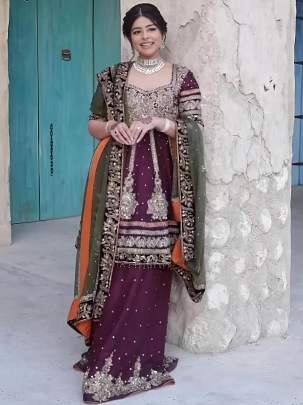 Heavy Embroidery Georgette Sharara Suit