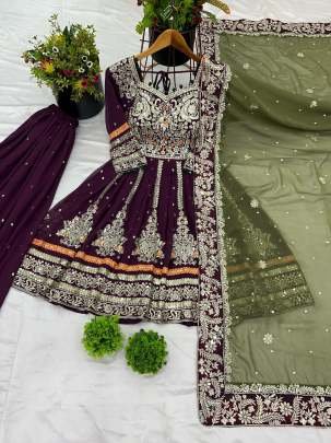 Heavy Embroidery Georgette Sharara Suit