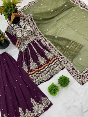 Heavy Embroidery Georgette Sharara Suit