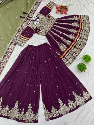 Heavy Embroidery Georgette Sharara Suit