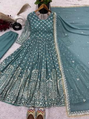 Heavy Embroidery Sequence Work Top Sharara Dupatta Set