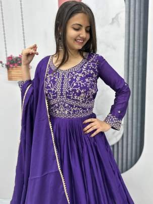 Heavy Embroidery Work Chinon Gown