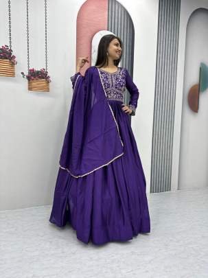 Heavy Embroidery Work Chinon Gown