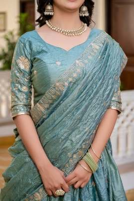 Heavy Embroidery Work Sky Blue Colour Lehenga Choli Set