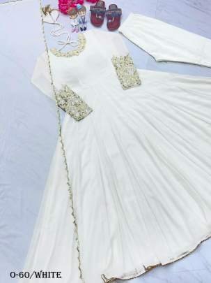 Heavy Faux Georgette White Gown