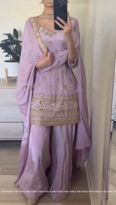 Heavy Faux Georgette Embroidery Sequence Work Full Sleeve sharara Suit by fab funda