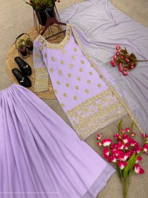 Heavy Faux Georgette With Embroidery Work With Fancy Full Sleeve Red Heavy Anarkali Pair