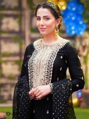 Heavy Georgette Embroidery Work Black Kurti Palazzo Set