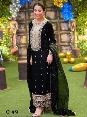 Heavy Georgette Embroidery Work Black Kurti Palazzo Set