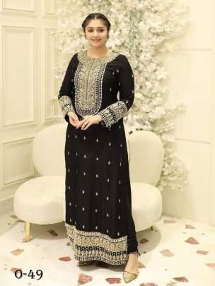 Heavy Georgette Embroidery Work Black Kurti Palazzo Set