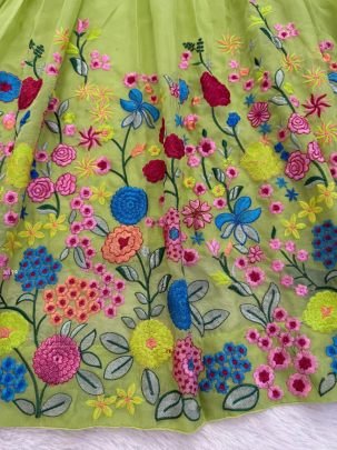 Heavy Green Tabby Organza Silk Lehenga Choli With Thread With Sequence