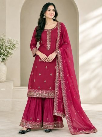  Heavy Natural Crepe With Embroidery Sharara Suit