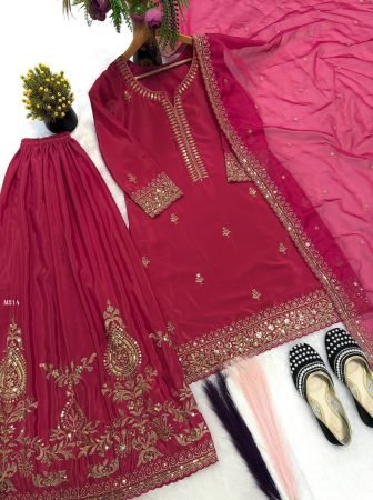 Heavy Natural Crepe With Embroidery Sharara Suit