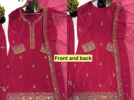 Heavy Natural Crepe With Embroidery Sharara Suit