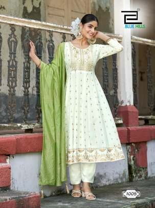 Heavy Rayon Embroidery Work 3 Pices Catalog By Blue Hill