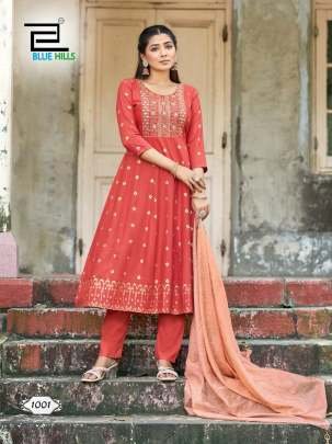 Heavy Rayon Embroidery Work 3 Pices Catalog By Blue Hill