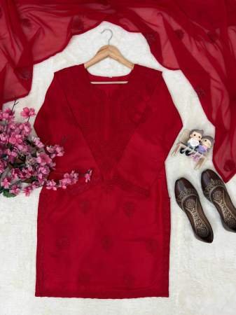 Heavy Rayon Fabric Red Colour Sharara Suit