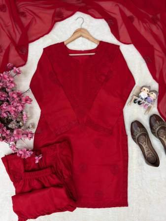 Heavy Rayon Fabric Red Colour Sharara Suit