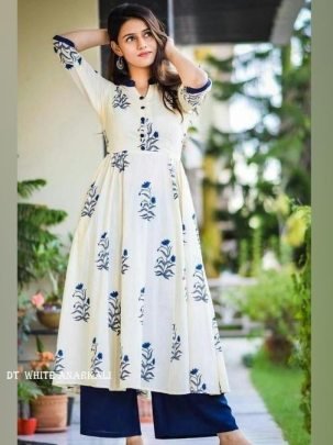 Heavy Rayon Floral Printed Anarkali Kurti Palazzo Set