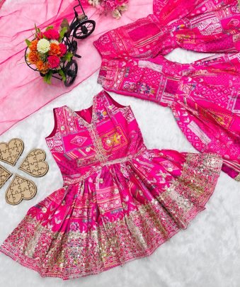 Heavy Sequin Embroidery With Digital Print Work Kids Wear Sharara Set