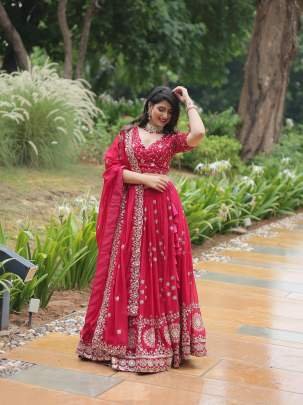 Heavy Sequins Work Rangoli Silk Pink Lehenga Choli