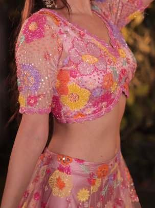 Heavy Soft Net Sequence Work Baby Pink Lehenga Choli Dupatta