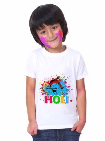 Holi Print  Soft Lycra T shirt For Kids 