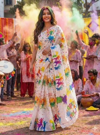 Holi Special Colourful Saree For Women 