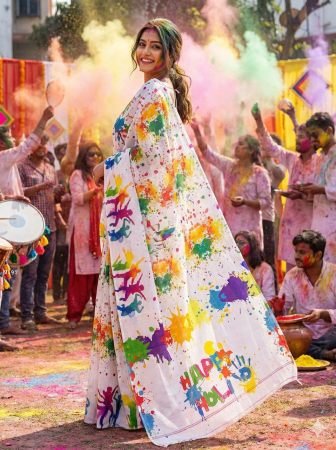 Holi Special Colourful Saree For Women