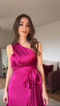 Hot Pink Party Wear Gown With Different Style