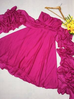 Hot Pink Party Wear Gown With Different Style