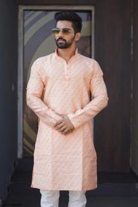 Independence day Special Orange Mens Kurta Pajama