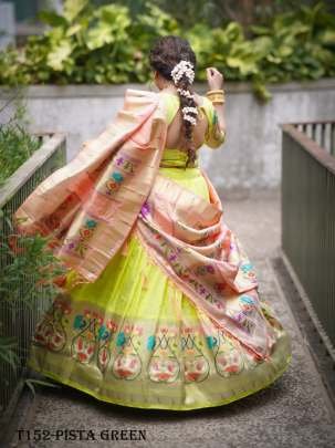 Indian Beautiful Pista Green Jacquard Silk Lehenga Choli