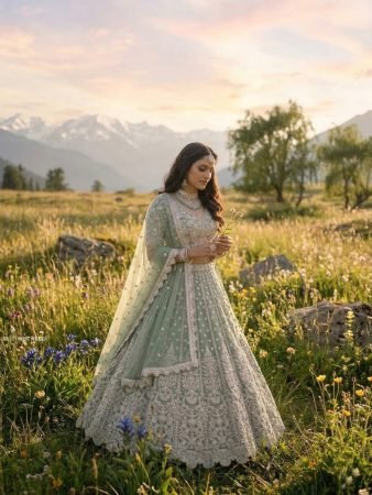 Indian Bridal Wear Lehenga with Embroidered Dupatta