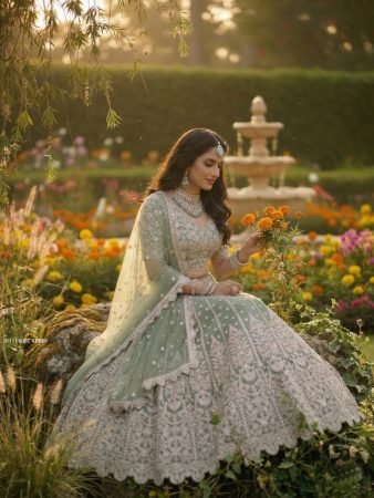 Indian Bridal Wear Lehenga with Embroidered Dupatta