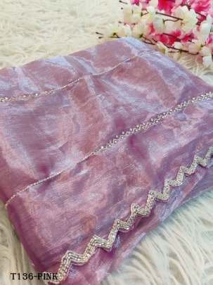 Indian Fancy Pink Jimmy Choo Handwork Saree 