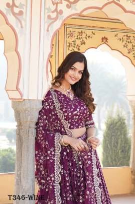 Indian Wine Pure Viscose Lehenga Choli With Dupatta
