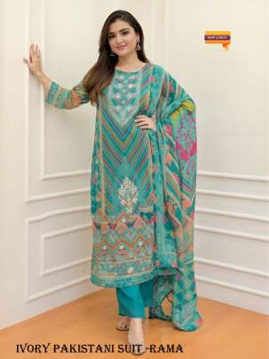 Ivory beautifully digital Print Rama Color Pakistani Suit by fab funda 