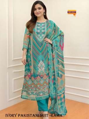 Ivory beautifully digital Print Rama Color Pakistani Suit by fab funda